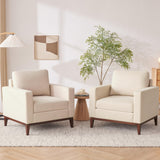 Oversized Accent Chair, Linen Fabric Living Room Chair Modern Reading Chair with Solid