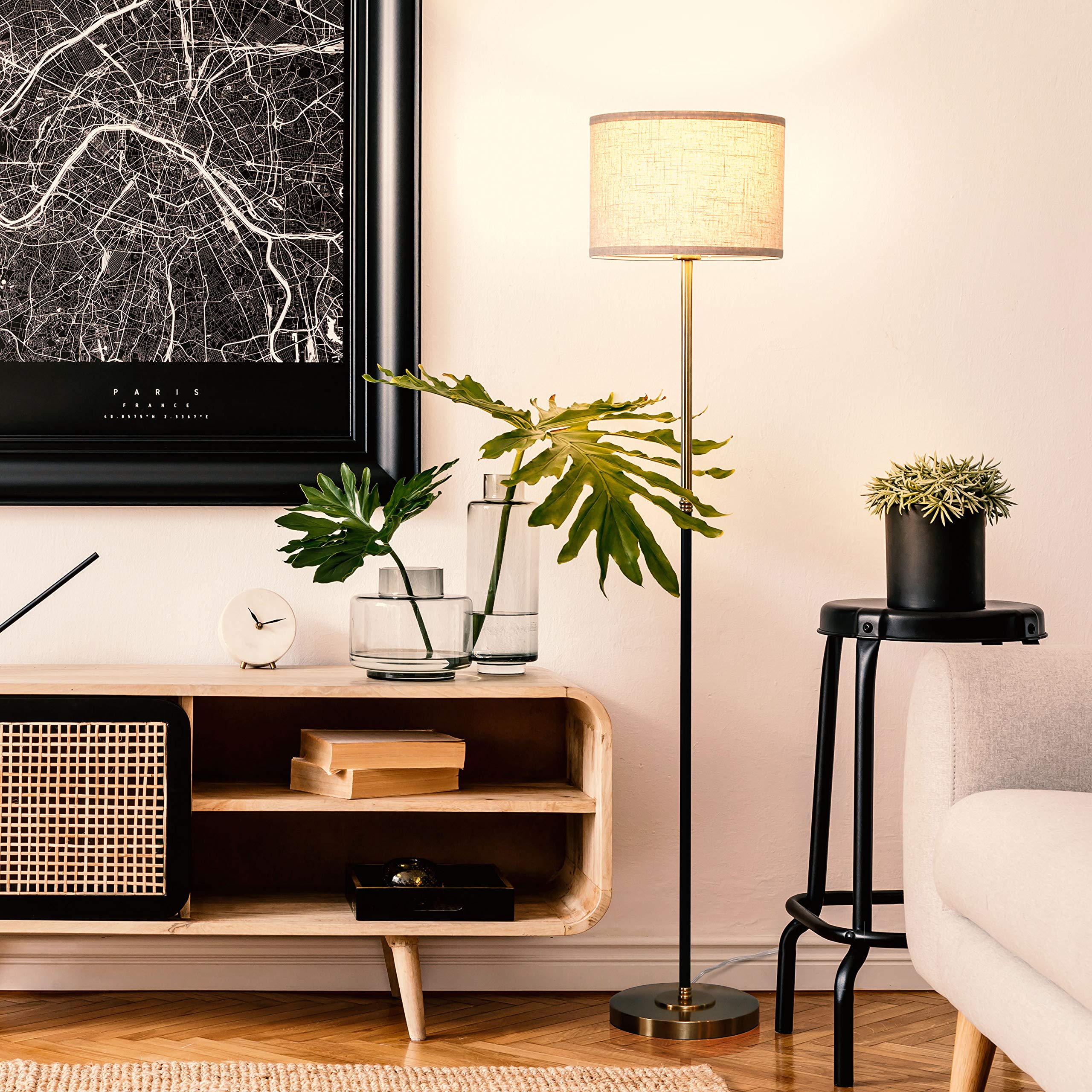 Emery LED Floor Lamp, Mid-Century Standing Lamp for Bedroom Reading