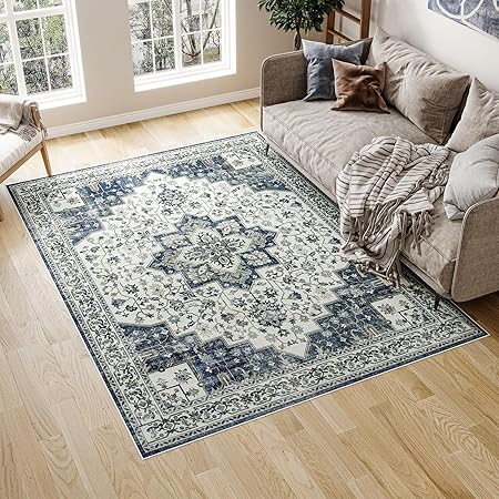 8x10 Area Rugs - Stain Resistant Washable Rug Distressed Boho Rugs