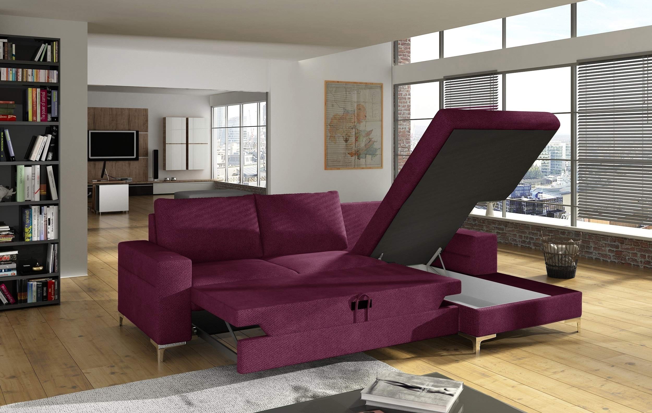 Lens Sleeper Sectional, Right Corner (Cherry)
