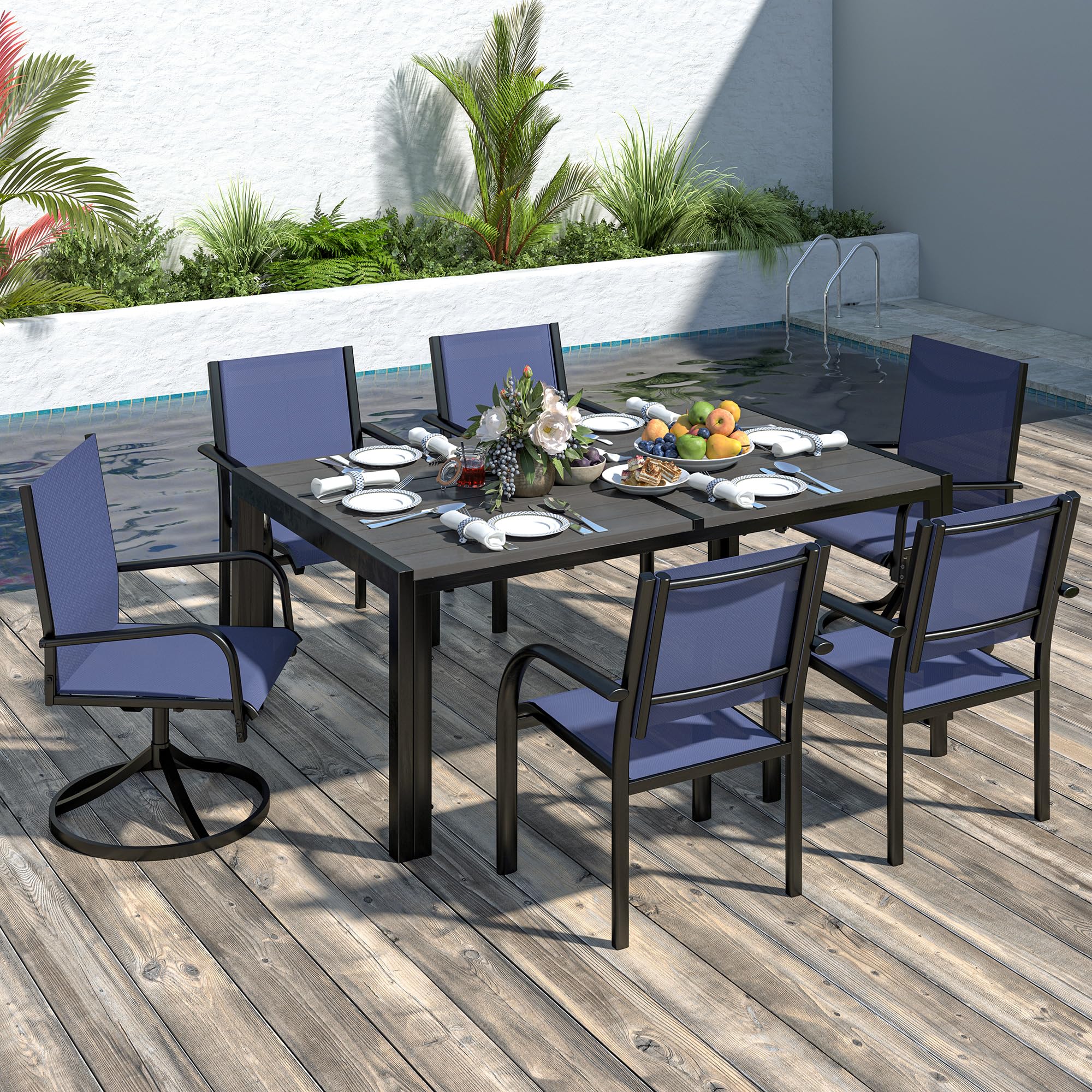 7-Piece Outdoor Dining Set, Patio Table and Chairs Set for6