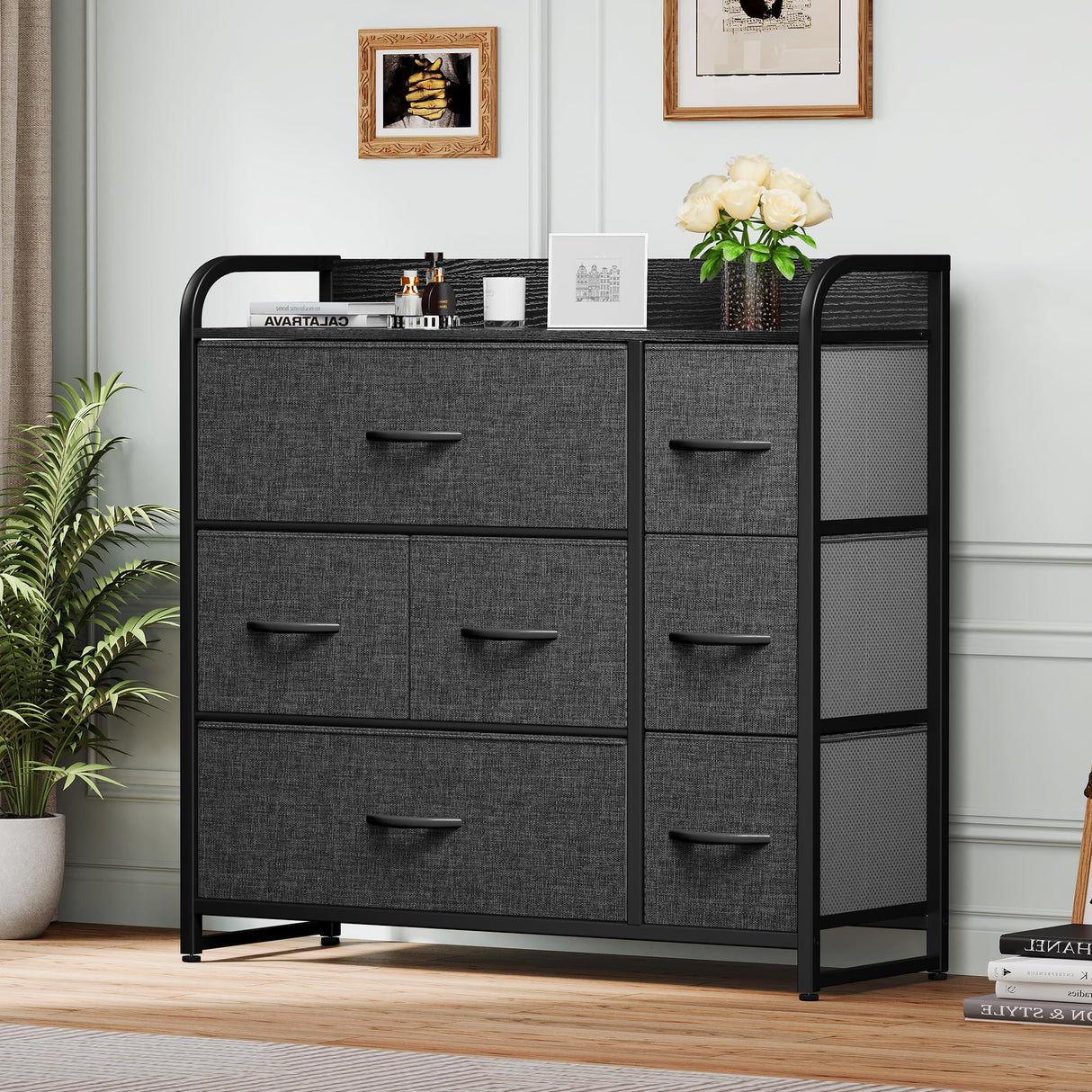 7 Drawers Dresser, Organizer Unit for Bedroom, Fabric Dresser Storage Tower for Hallway