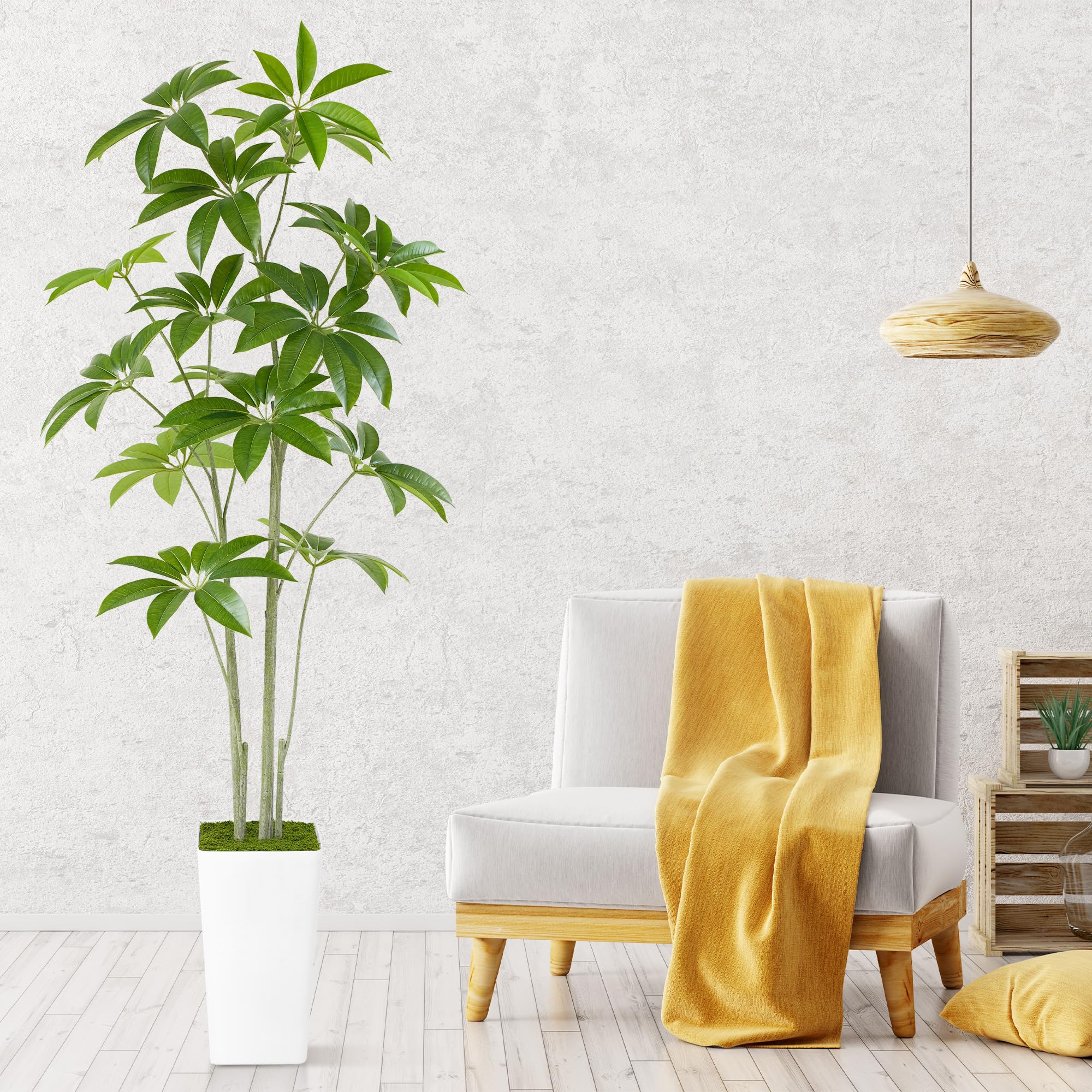 Aritificial Umbrella Schefflera Tree - 6Ft Tall Fake Plant with Realistic Leaves Faux