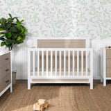 Radley 4-in-1 Convertible Crib in White & Coastwood, Greenguard Gold Certified