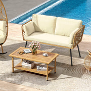 2 Pieces Patio Furniture Set, All-Weather Wicker Rattan Loveseat