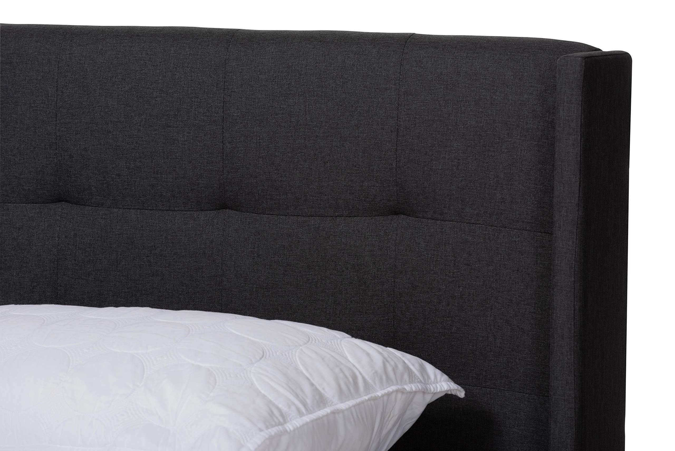 Baxton Studio Beds (Box Spring Required), King, Charcoal Grey