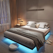California King Floating Bed Frame with LED Lights