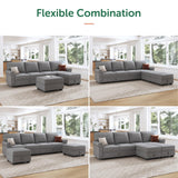 Convertible Sectional Sofa with Storage Seat 6 Seat Sofa with Reversible Chaise U Shaped