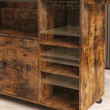 Rolling Kitchen Island Cart with Drop-Leaf and Wine Rack