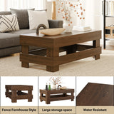 Craftsman Coffee Table - 40 Inch Wooden Center Table, Living Room Furniture