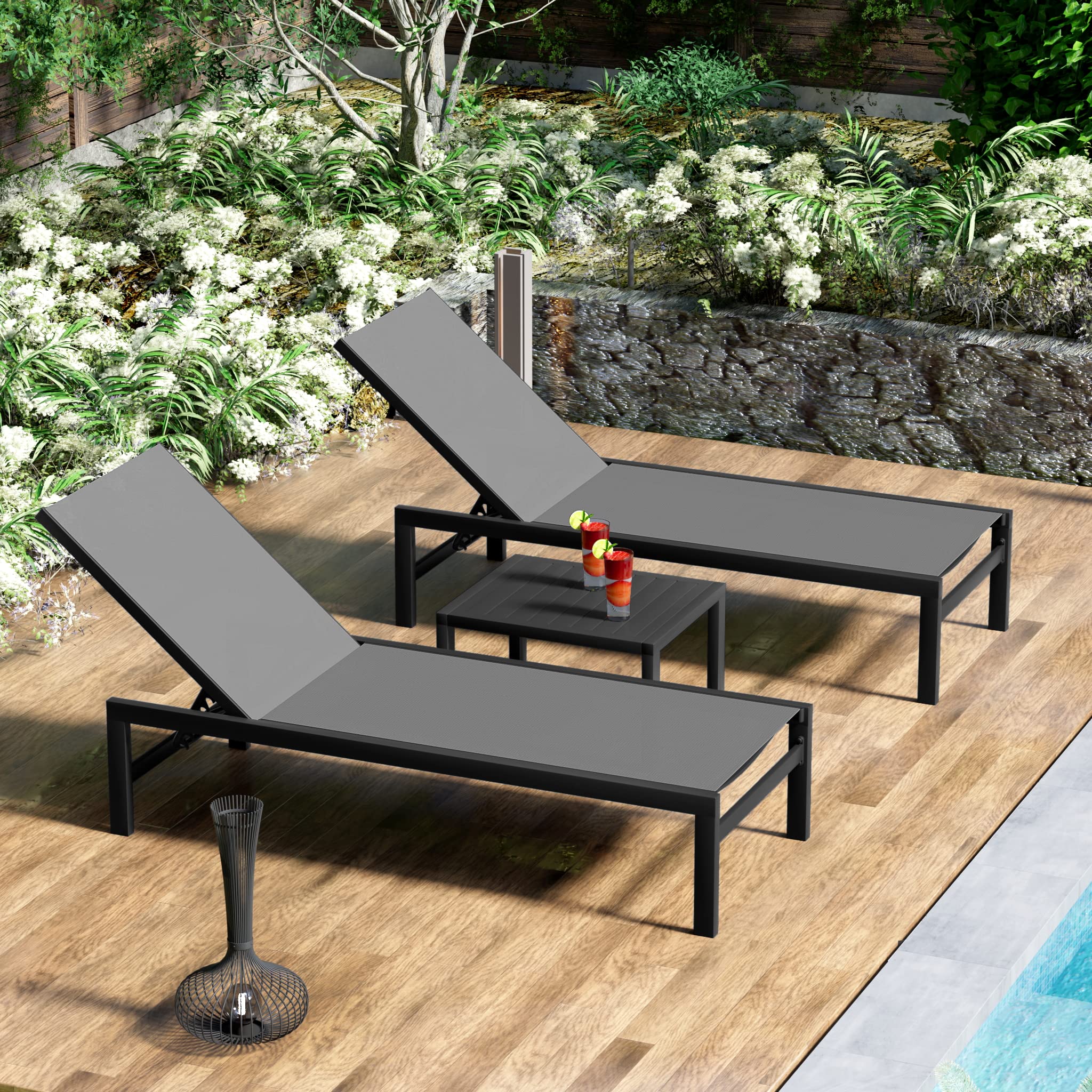 Chaise Lounge Outdoor Aluminum Outdoor Chaise Lounge Set of 2 Flat Chaise Lounge
