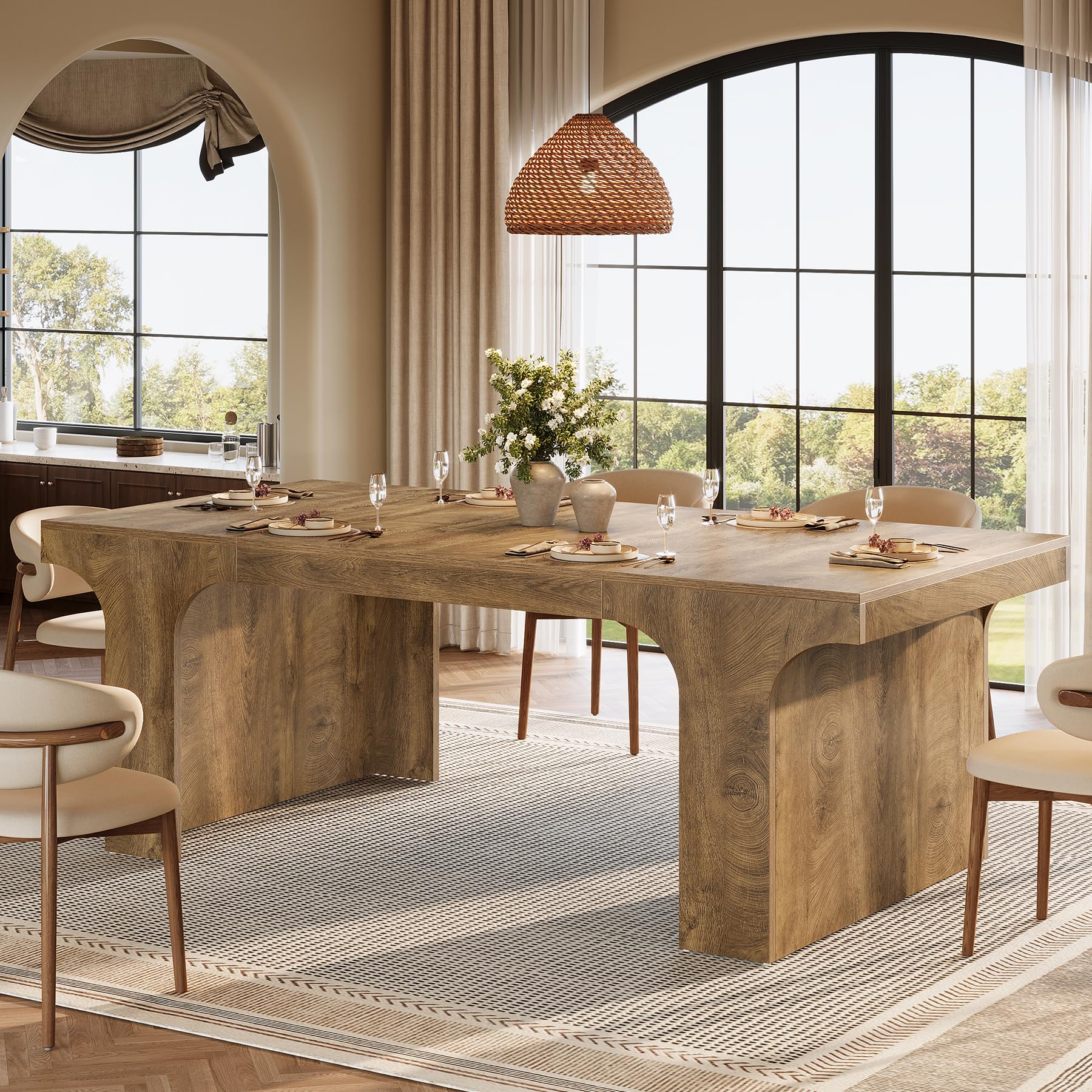 71-Inch Farmhouse Dining Table for 6-8 People