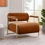 Accent Chair for Living Room, Mid-Century Modern Arm Chair with Armrests and Solid Metal Legs, Single Reading Chair for Living Room Bedroom Apartment Balcony