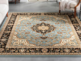 Barclay Collection Medallion Kashan Light Blue 9x12 Area Rug - for Living Room, Bedroom,