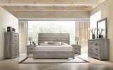 Floren Contemporary Weathered Gray Wood Bedroom Set, Queen Panel Bed, Dresser,