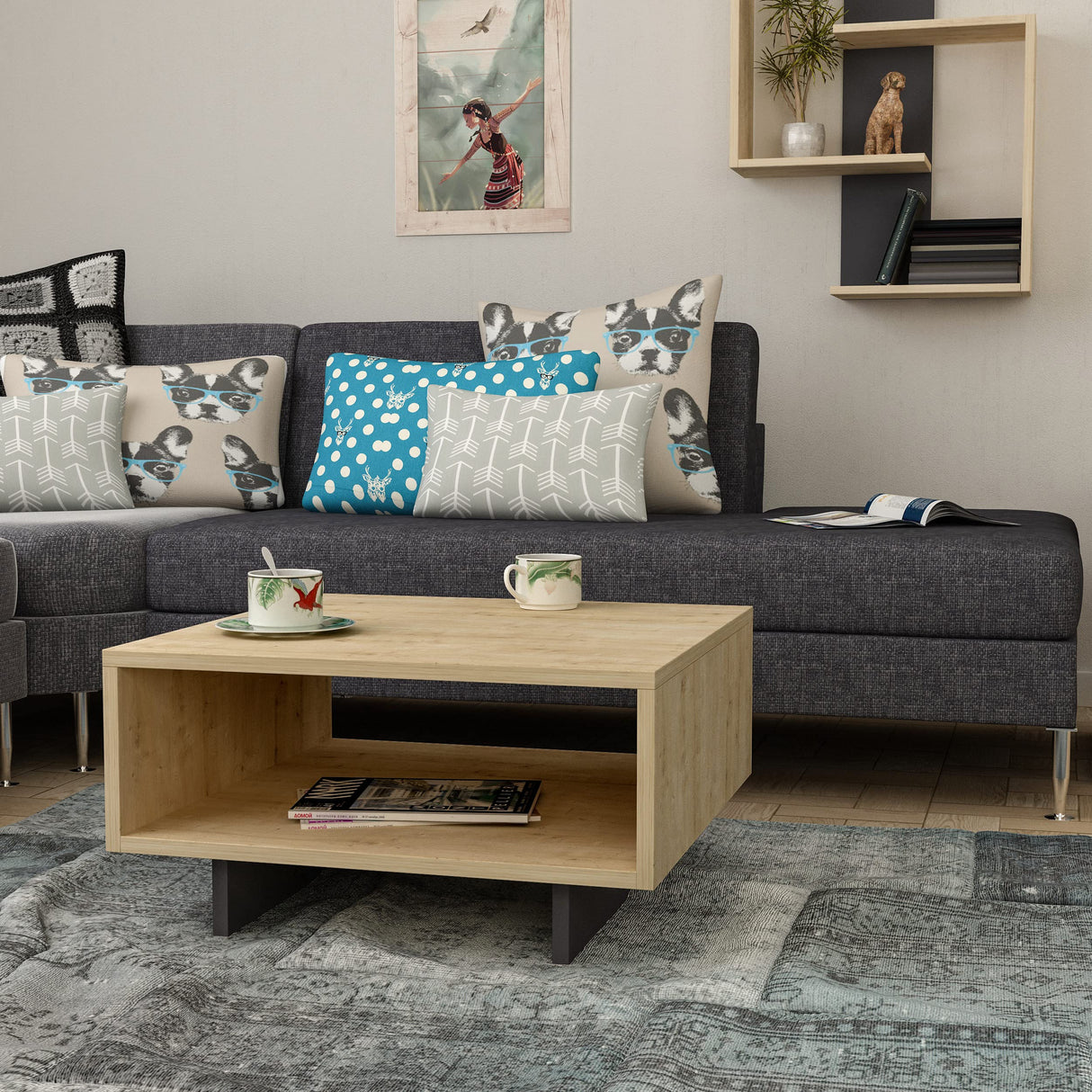 Hola 24 Inch Small Coffee Table with Storage Stylish | Modern Tables de Chevet