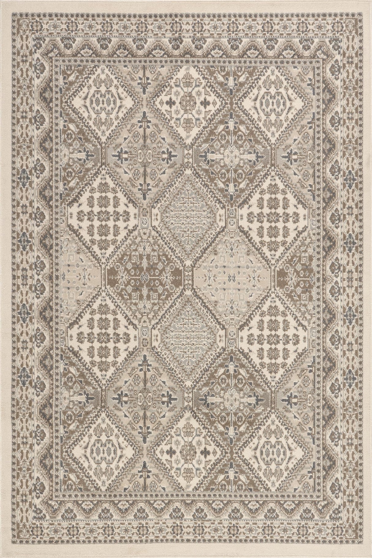 9x12 Becca Traditional Tiled Area Rug - Beige Faded Transitional Design