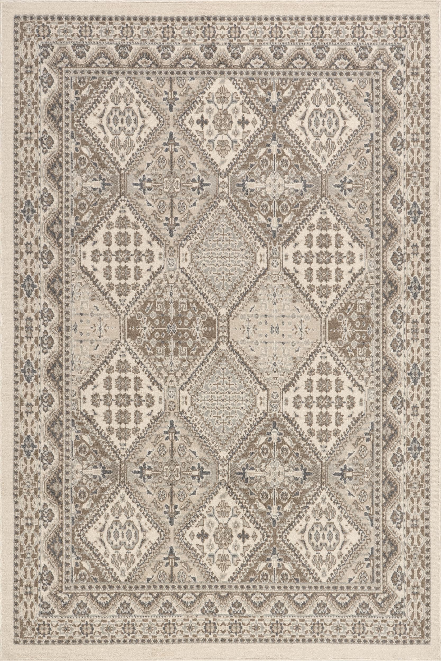nuLOOM 9x12 Becca Traditional Tiled Area Rug, Beige, Faded Transitional Design, Stain Resistant, For Bedroom, Dining Room, Living Room, Hallway, Office, Kitchen, Entryway
