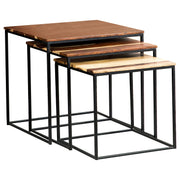 3-Piece Square Natural and Black Nesting Tables (931182)