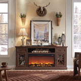 Farmhouse Fireplace TV Stand with 36" Electric Fireplace for 80 Inch TVs, 31" Tall