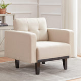 Mid-Century Modern Cream Accent Chair Set of 2, Oversized Upholstered Single Sofa