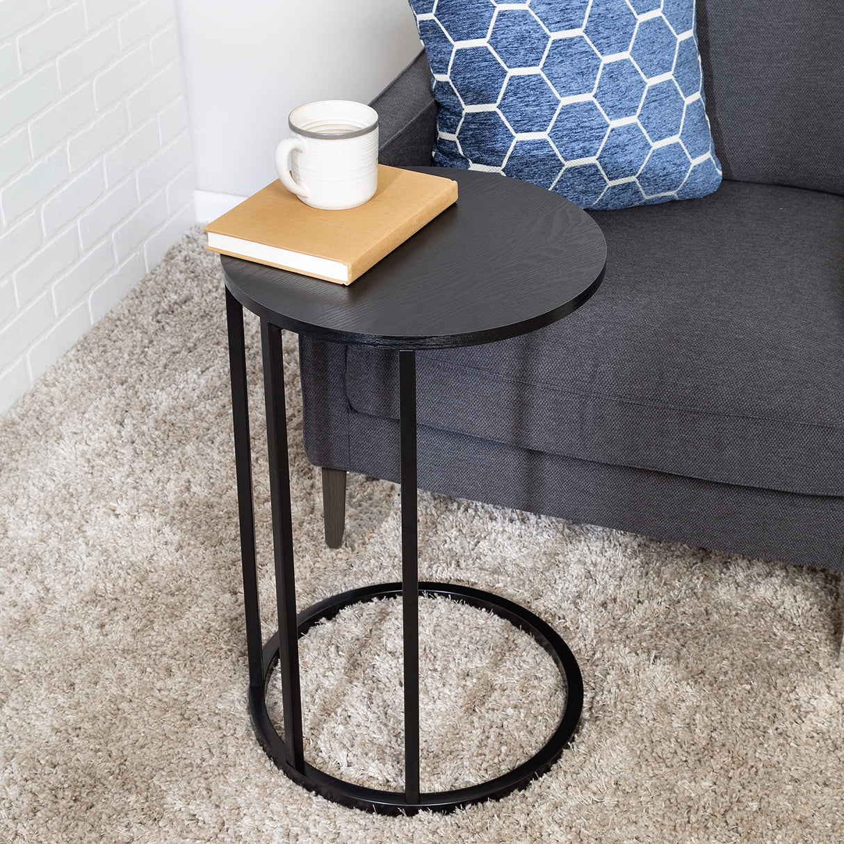 Round C End Table, Black TBL-09245 Black, 20 lbs