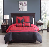 Dynasty Jacquard 7-Piece Comforter Set Black/Red (Queen)