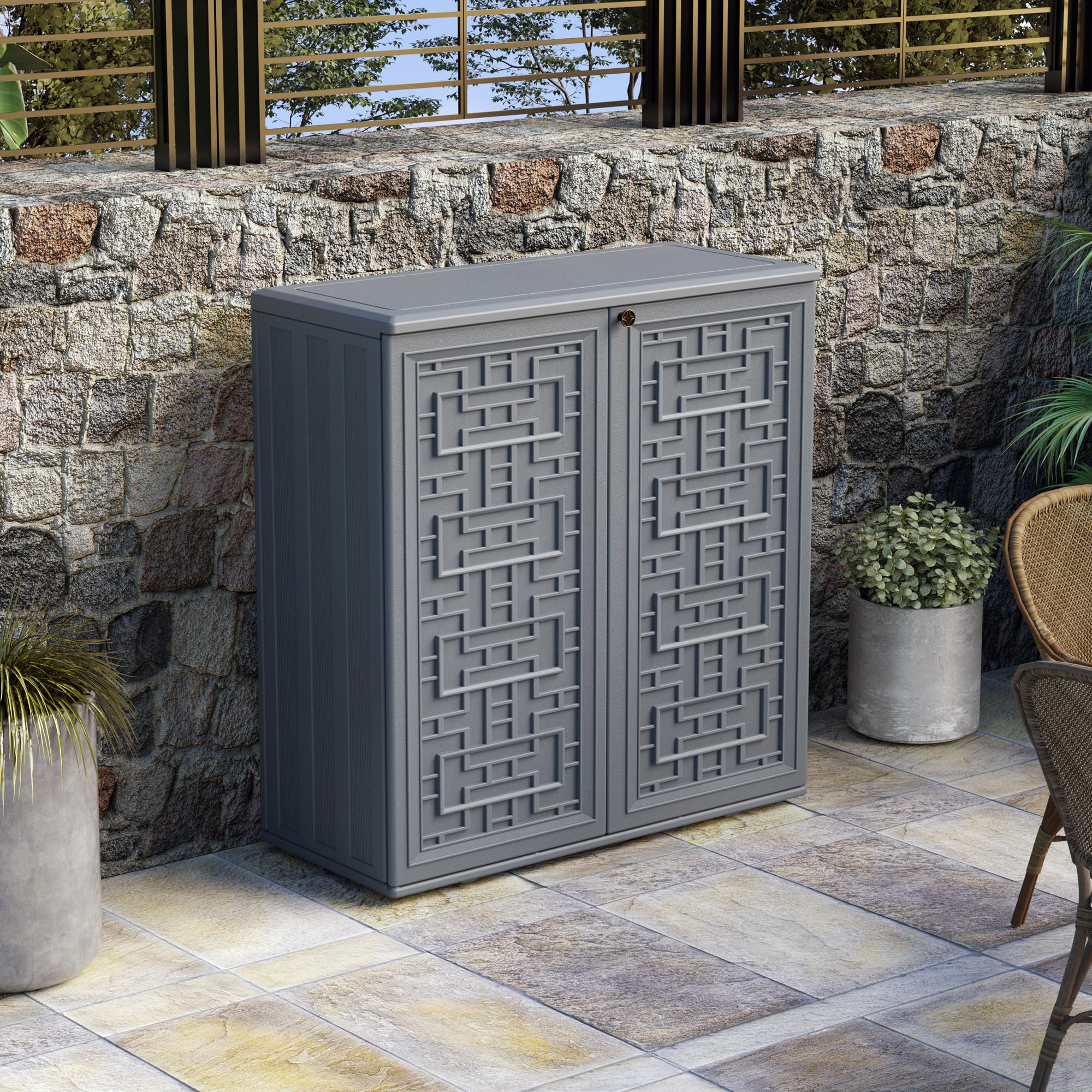 Indoor Outdoor Storage Cabinet Waterproof with Shelf