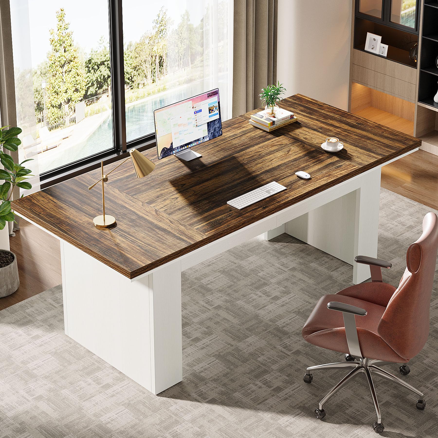 63" Executive Office Desk, Modern Computer Desk for Home Office, Easy Assembly