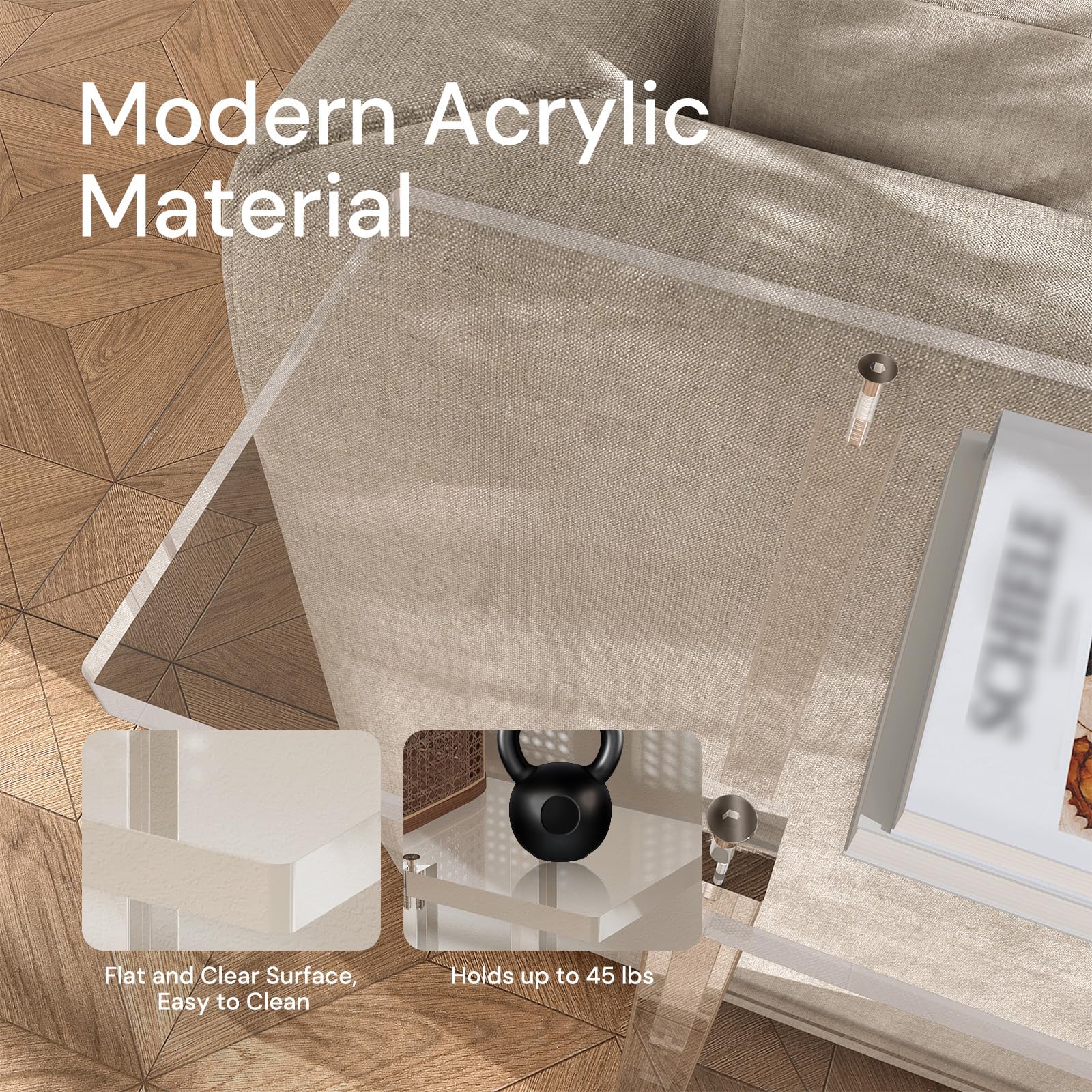 Acrylic Narrow Console Table - 39.4" Clear 2-Tier Entryway Table