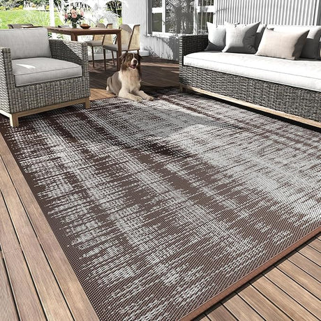 Outdoor Rug Waterproof 8x10 ft Outdoor Carpet Patio Rug Mat Reversible RV Camping