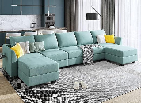 Modern Fabric Corner Sectional Sofa Modular Sectional Couch with Ottoman