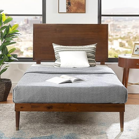 Raymond Wood Platform Bed Frame with Adjustable Wood Headboard