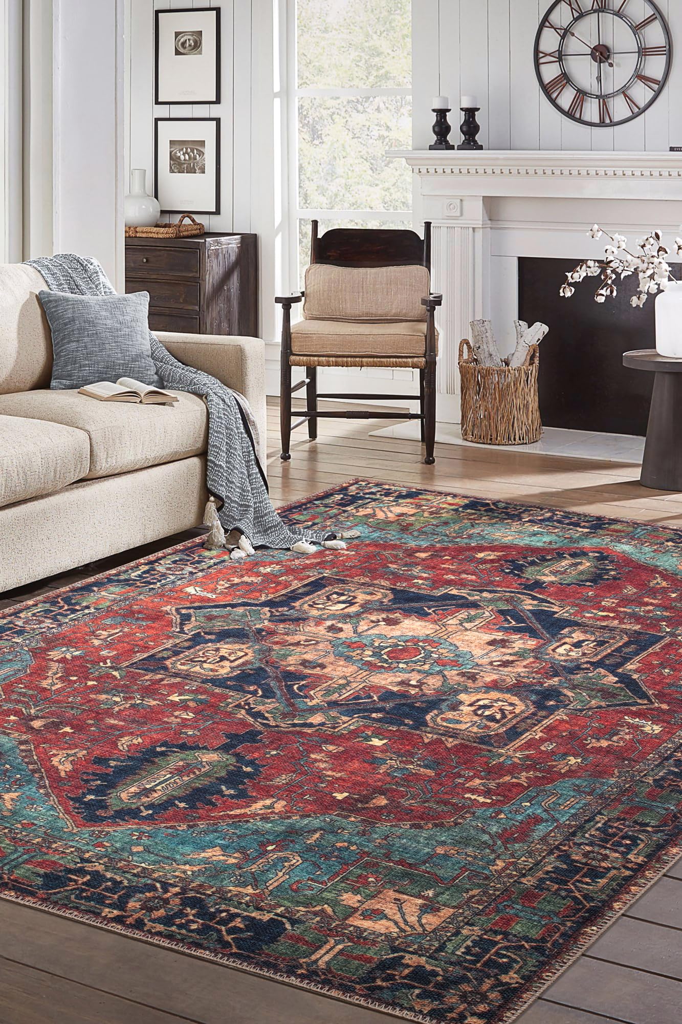 Machine Washable Area Rugs with Non-Slip Backing, Ideal for Hallway, Living
