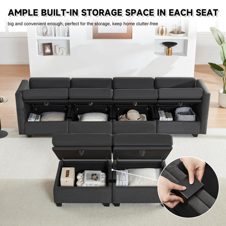 Modular Sectional Sofa, Convertible U Shaped Sofa Couch with Storage