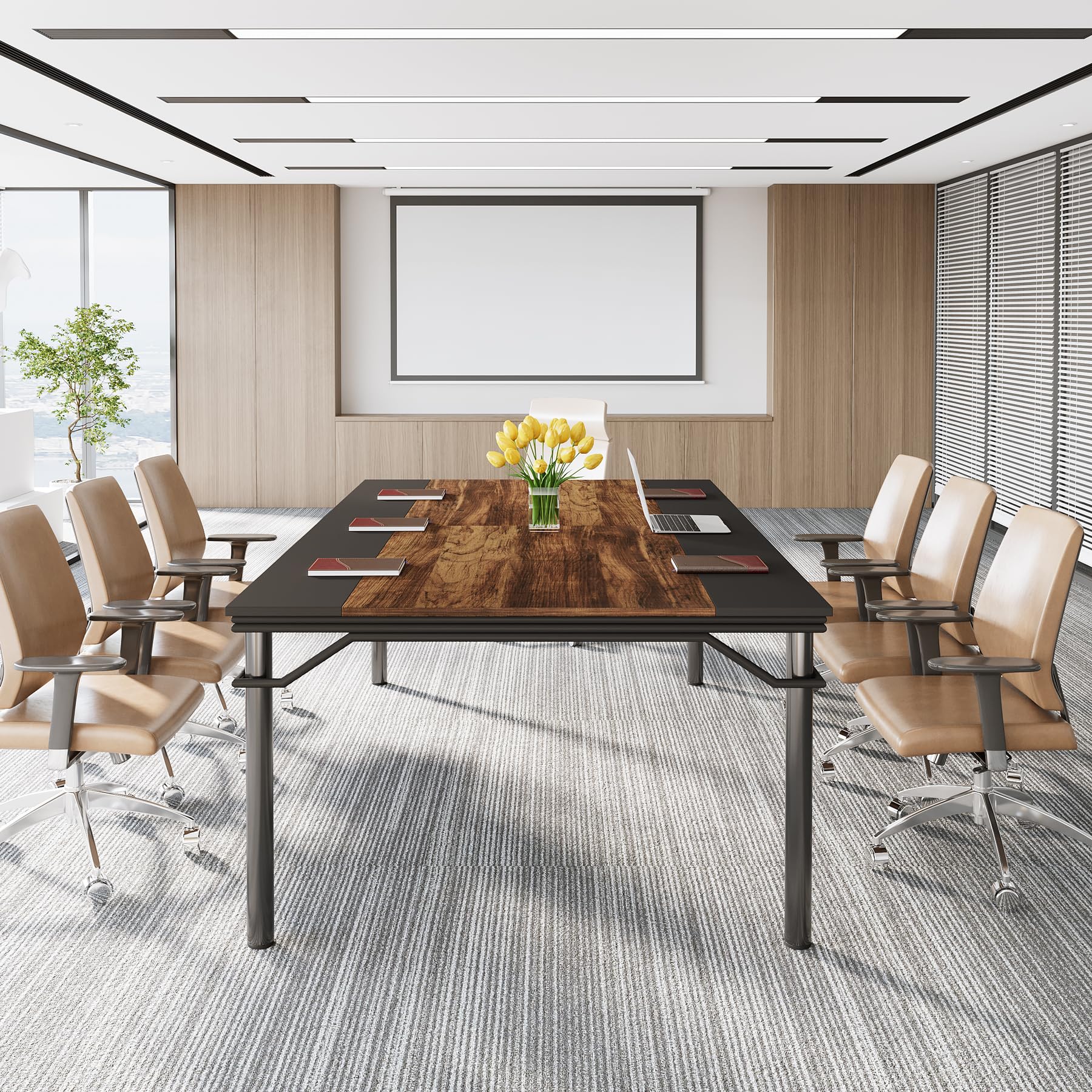 Conference Table,D Meeting Seminar Table, Large Rectangle Computer Desk