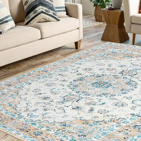 Machine Washable Rug 8x10 Area Rugs for Living Room Large Boho Bedroom Vintage