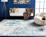 Aston Collection Area Rug - 8' x 10', Ivory & Blue, Modern Abstract Design, Non-Shedding & Easy Care,