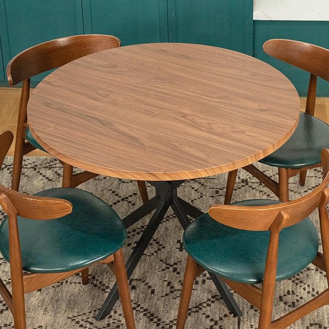 Round Dining Table, 39" Mid-Century Modern Round Kitchen Table for 4-5 People,