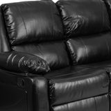 Series Black LeatherSoft Sofa with Two Built-In Recliners