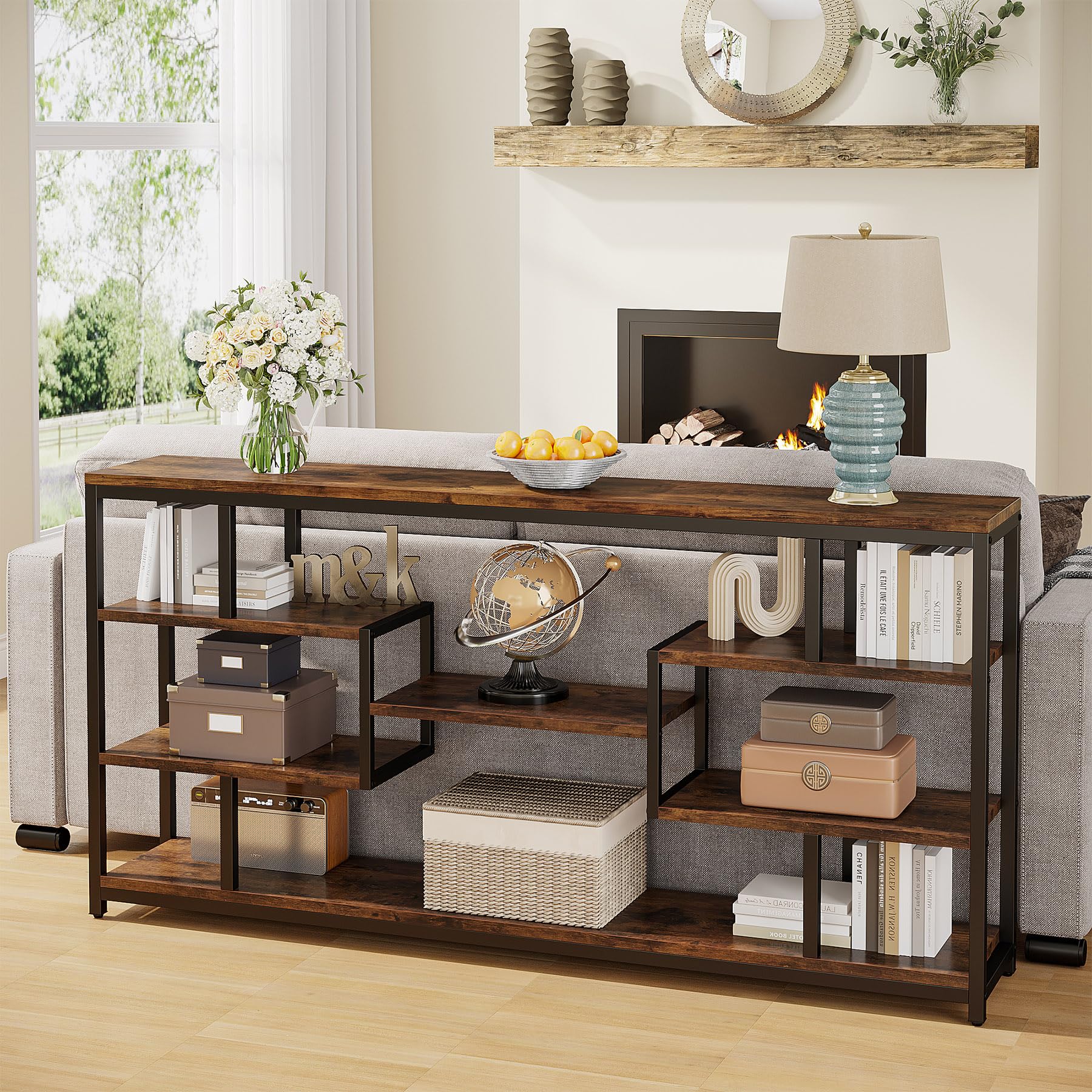 70.87" Console Tables for Living Room, 5-Tier Narrow Long Sofa Tables