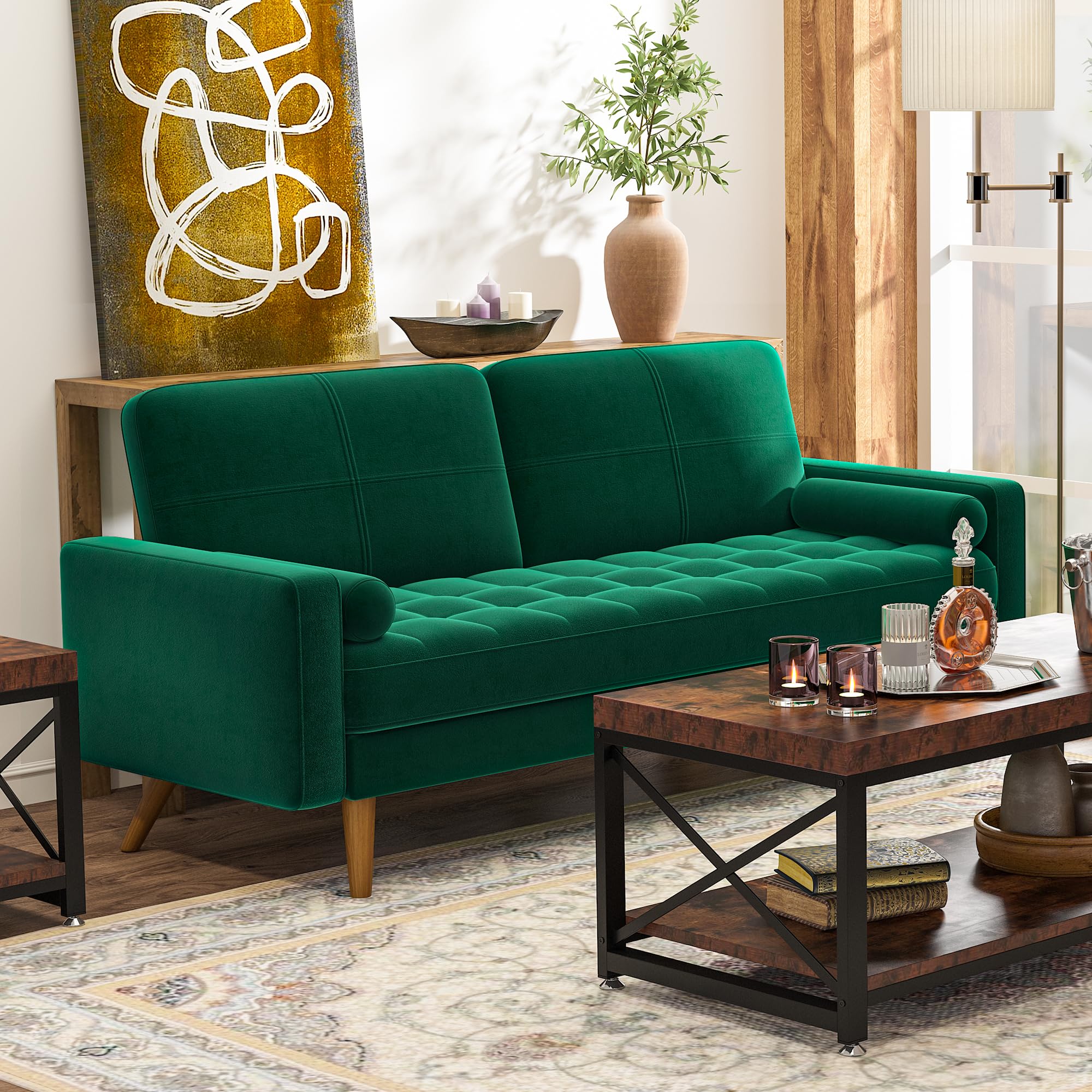3 Seater Sofa Couch, 70 Inch Velvet Loveseat Sofa