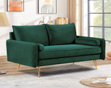 Kent Modern Loveseat, European Style Velvet Living Room Furniture with Tapered Legs, Vintage Flair, and Sleek Design, Love Seat, Green