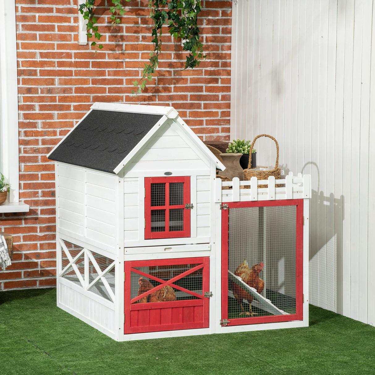 51" Small Chicken Coop with Storage Box, Wooden Chicken Coop Chicken