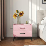 Pink Nightstand with 2 Storage Drawer,Modern Classics Bedside Table with Metal Legs