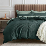Waffle Comforter Set King, Beige Soft Cotton Bedding, Waffle Weave Bed Set