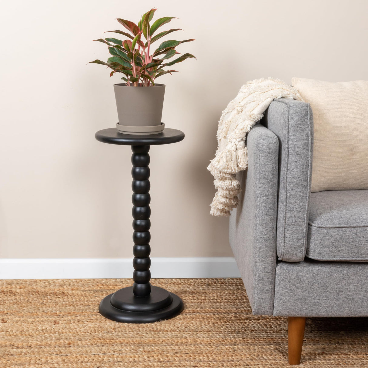 Stacked Pedestal Cocktail Side Table, Black