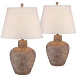 Bentley Rustic Farmhouse Table Lamps 29" Tall Set of 2 Brown Leaf Hammered Metal Pot