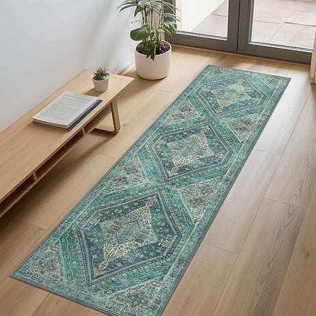 Area Rug, Machine Washable Rug 3x5 Non Slip, Thin Oriental Bedroom Rug