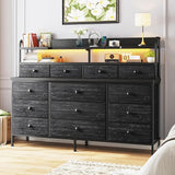 51.2" W Dresser for Bedroom with LED Lights, 13 Drawer Dresser for Bedroom